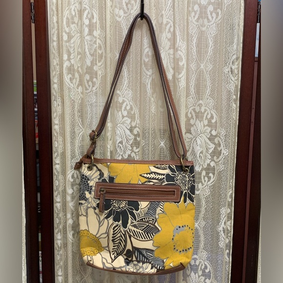 GAL FLORAL CANVAS & FAUX LEATHER SHOULDER BAG - Picture 4 of 13